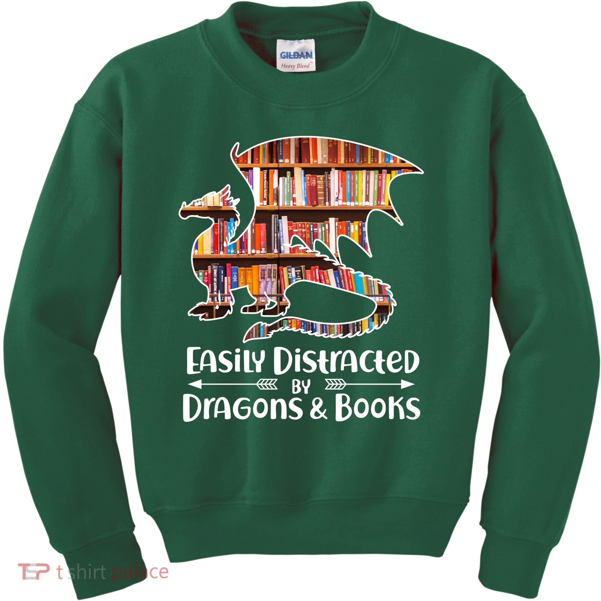Easily Distracted By Dragons And Books Kids Sweatshirt
