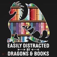 Easily Distracted By Dragons and Books Fantasy Book Lover Apron thumb 3