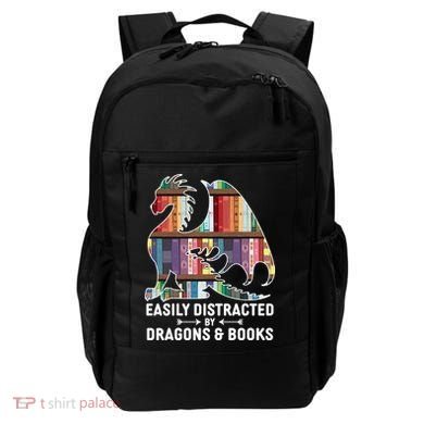Easily Distracted By Dragons and Books Fantasy Book Lover Backpack