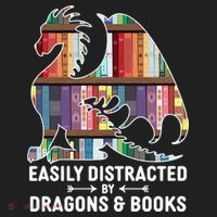 Easily Distracted By Dragons and Books Fantasy Book Lover Beanie thumb 2
