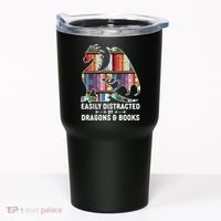 Easily Distracted By Dragons and Books Fantasy Book Lover Tumbler thumb 0