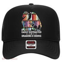 Easily Distracted By Dragons and Books Fantasy Book Lover Hat thumb 0
