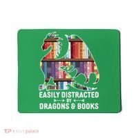Easily Distracted By Dragons and Books Fantasy Book Lover Mousepad thumb 0