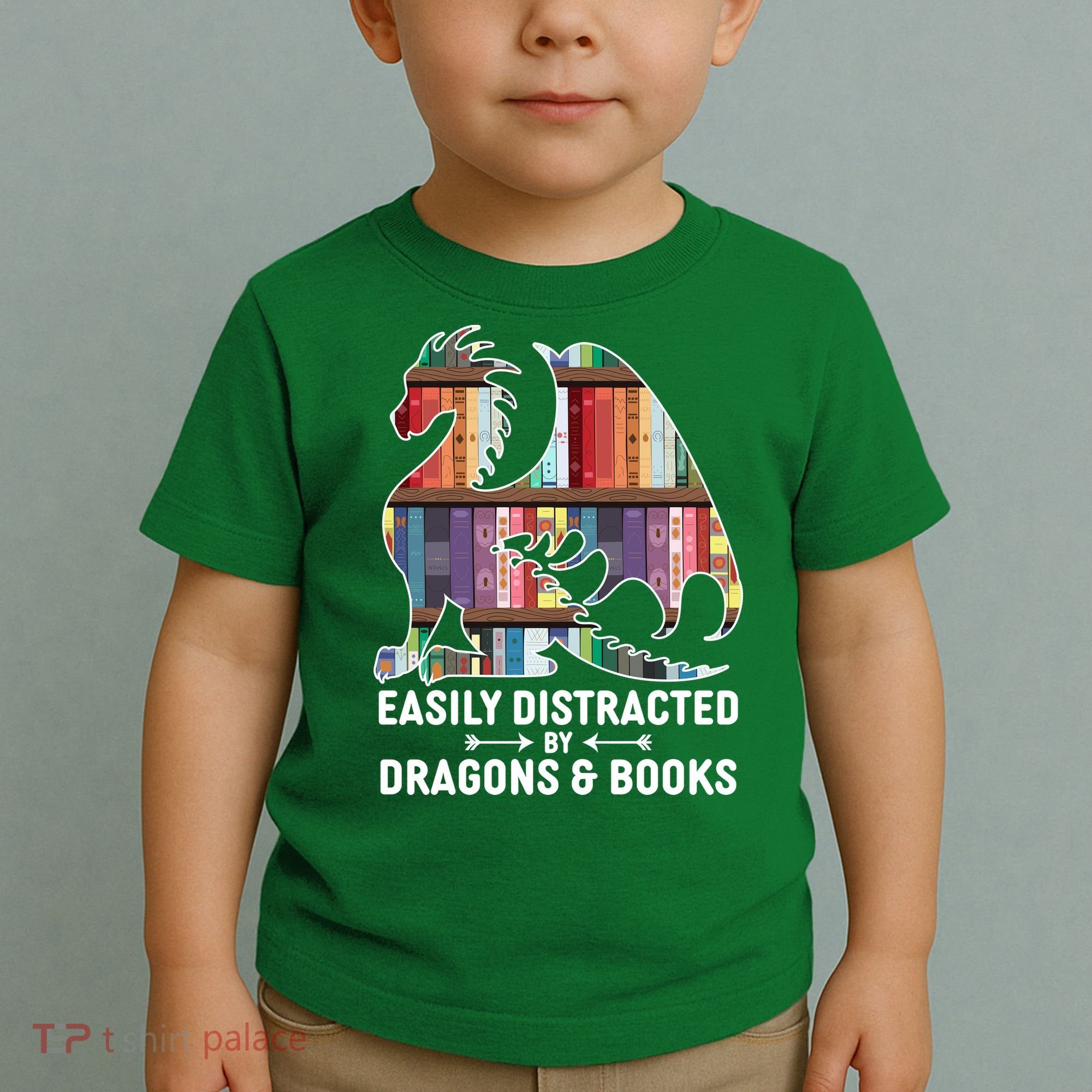 Easily Distracted By Dragons and Books Fantasy Book Lover Toddler T-Shirt