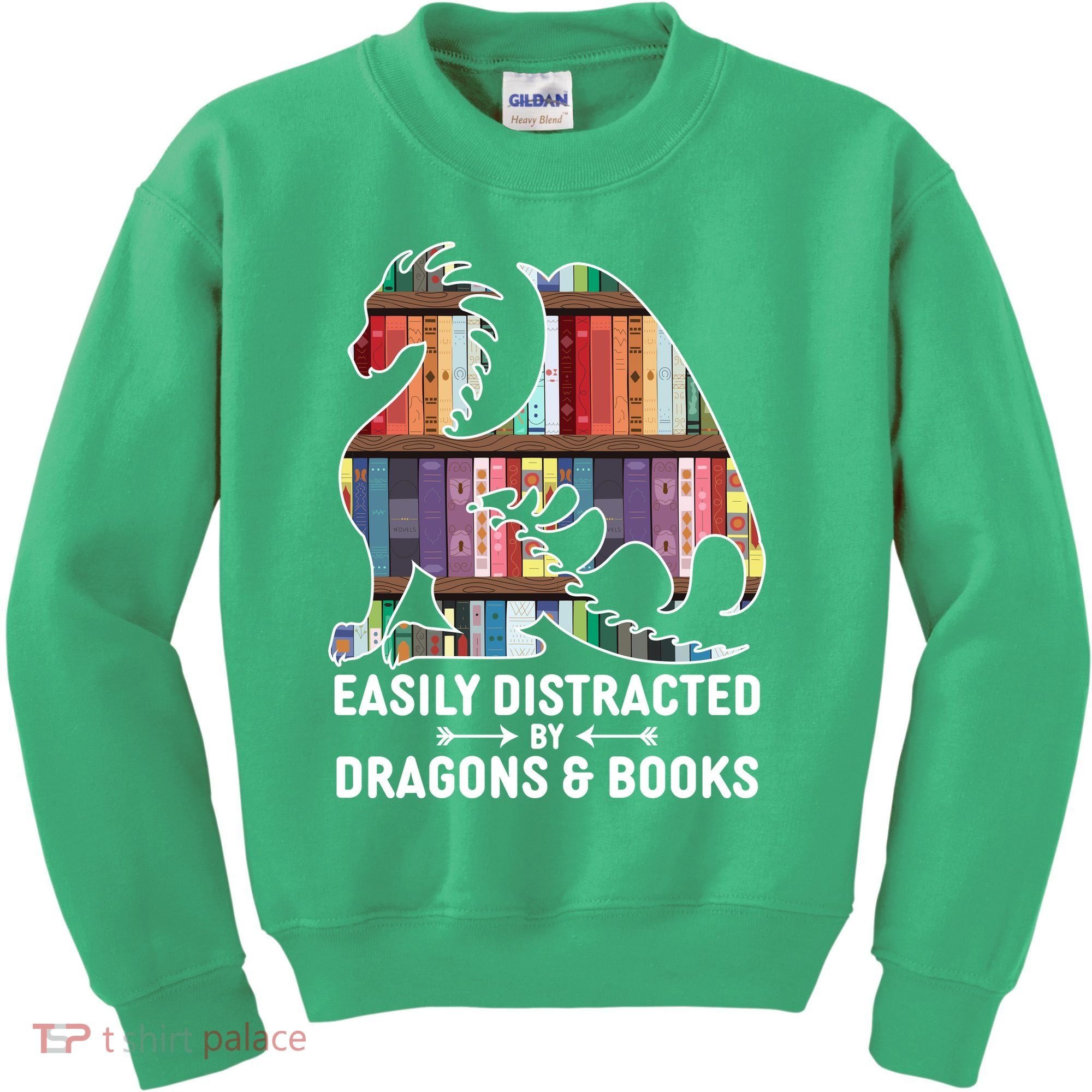 Easily Distracted By Dragons and Books Fantasy Book Lover Kids Sweatshirt