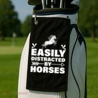 Easily Distracted By Horses Golf Towel thumb 2