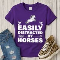 Easily Distracted By Horses Women's T-Shirt thumb 3