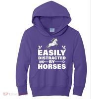 Easily Distracted By Horses Kids Hoodie thumb 0