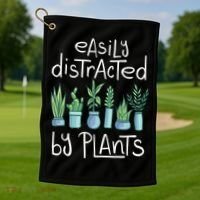 Easily Distracted By Plants Golf Towel thumb 1