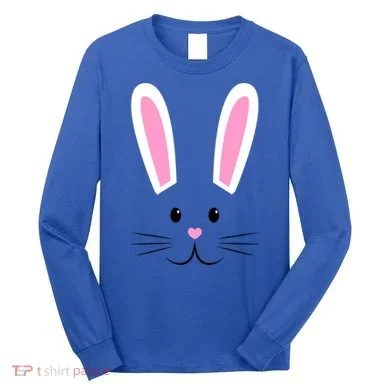 Easter Bunny Big Face Rabbit Long Sleeve Shirt