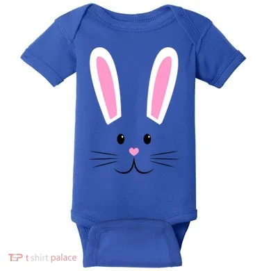 Easter Bunny Big Face Rabbit Baby Bodysuit