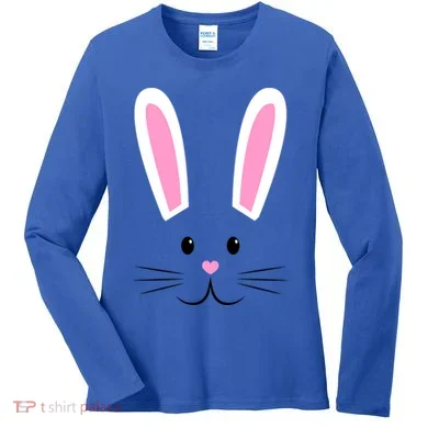 Easter Bunny Big Face Rabbit Women's Long Sleeve Shirt