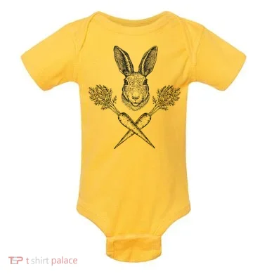 Easter Bunny Carrot Crossbones Baby Bodysuit