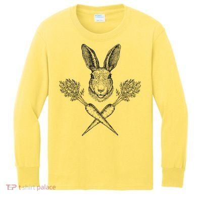 Easter Bunny Carrot Crossbones Kids Long Sleeve Shirt