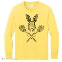 Easter Bunny Carrot Crossbones Kids Long Sleeve Shirt thumb 0