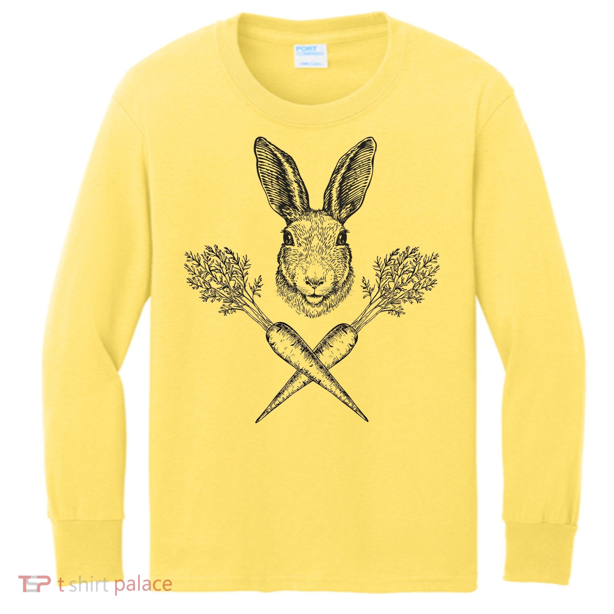 Easter Bunny Carrot Crossbones Kids Long Sleeve Shirt