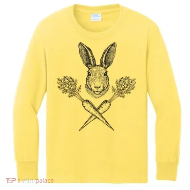 Easter Bunny Carrot Crossbones Kids Long Sleeve Shirt