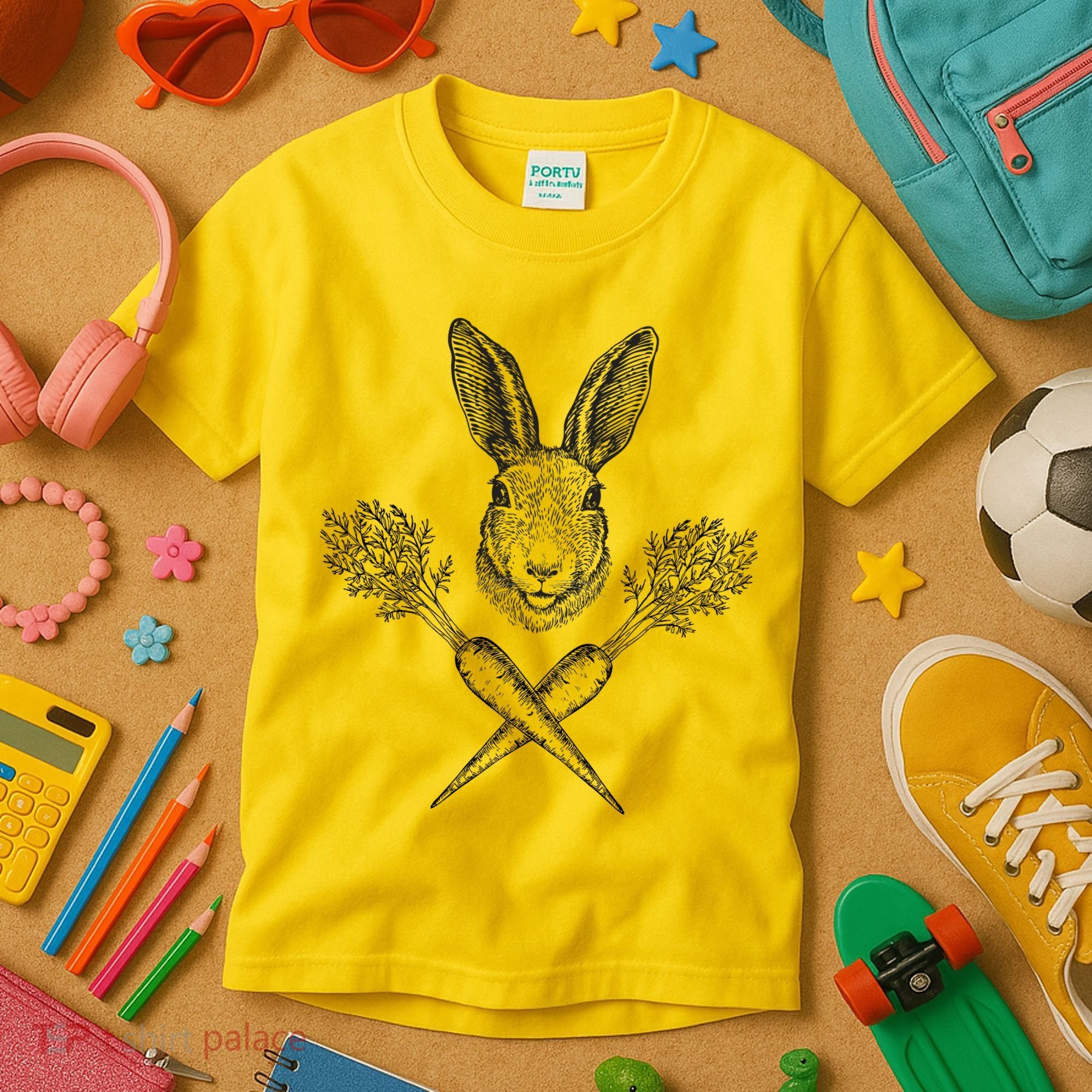 Easter Bunny Carrot Crossbones Kids T-Shirt