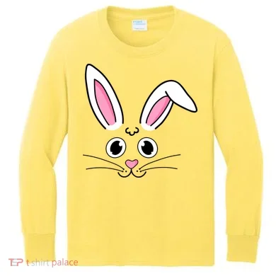 Easter Bunny Face Kids Long Sleeve Shirt