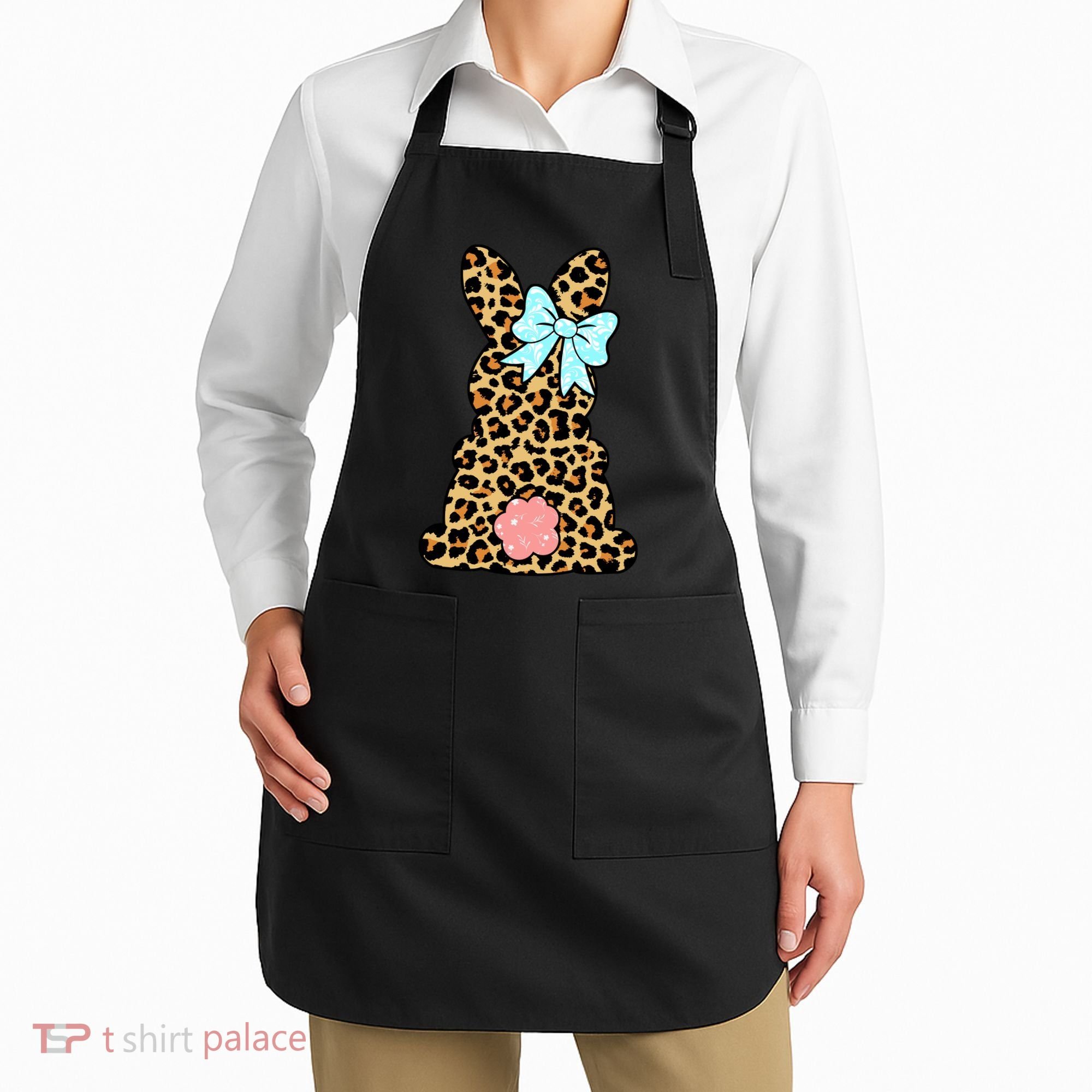 Easter Bunny Leopard Print Apron