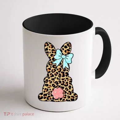 Easter Bunny Leopard Print Coffee Mug back