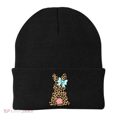 Easter Bunny Leopard Print Beanie