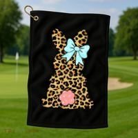 Easter Bunny Leopard Print Golf Towel thumb 1