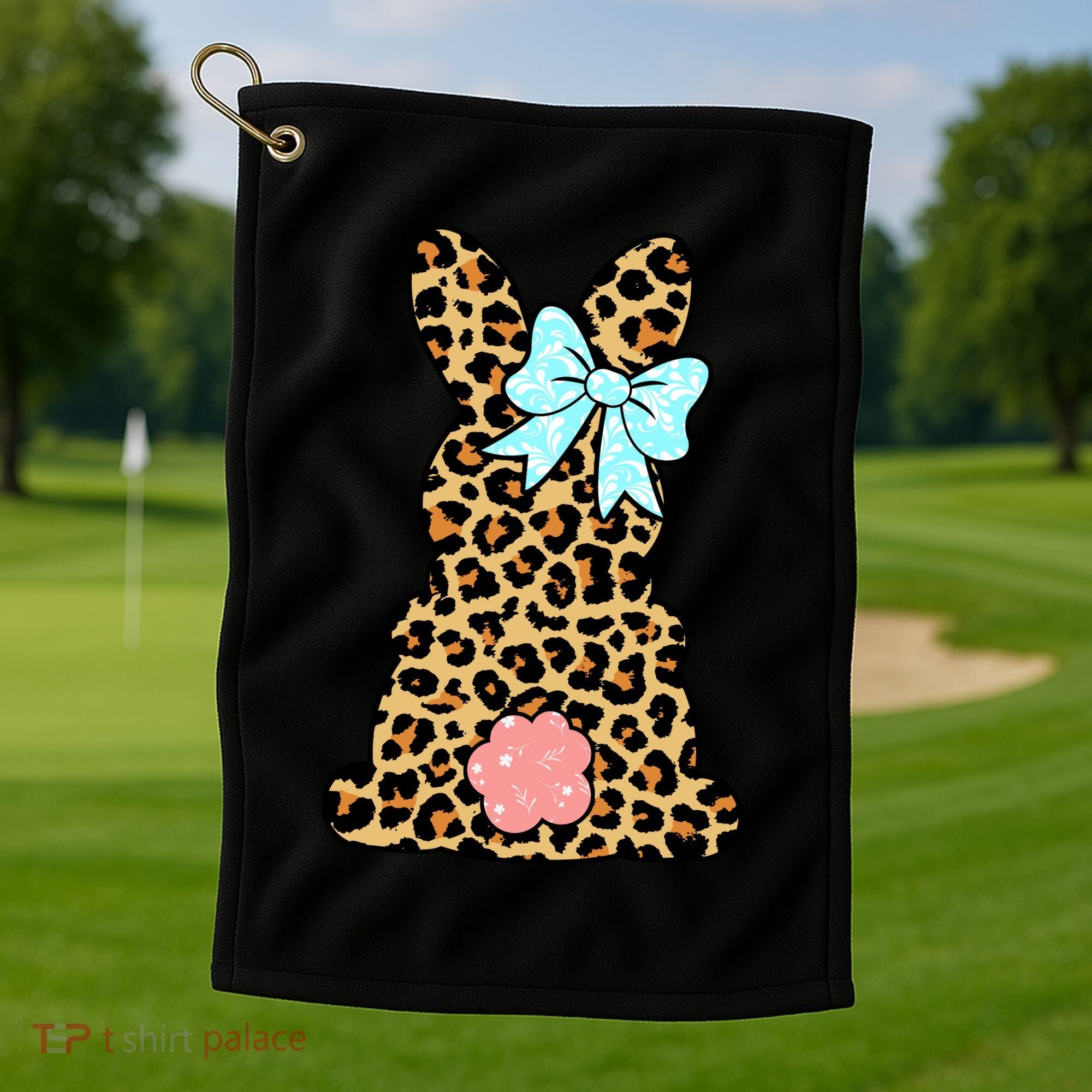 Easter Bunny Leopard Print Golf Towel