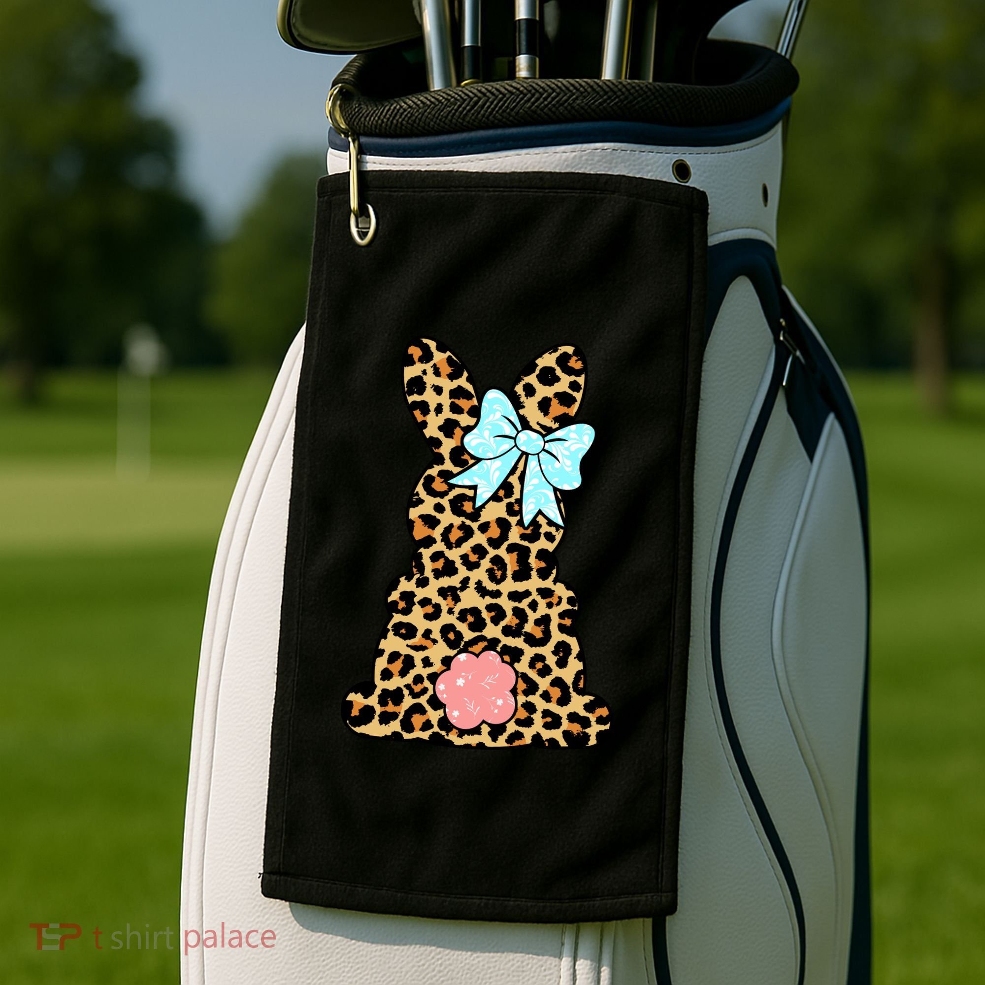Easter Bunny Leopard Print Golf Towel