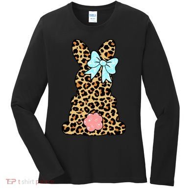 Easter Bunny Leopard Print Women's Long Sleeve Shirt