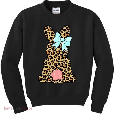 Easter Bunny Leopard Print Kids Sweatshirt