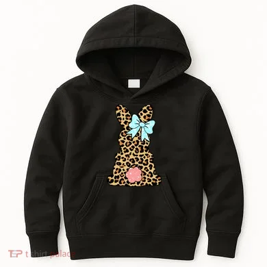Easter Bunny Leopard Print Kids Hoodie