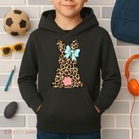 Easter Bunny Leopard Print Kids Hoodie thumb 2