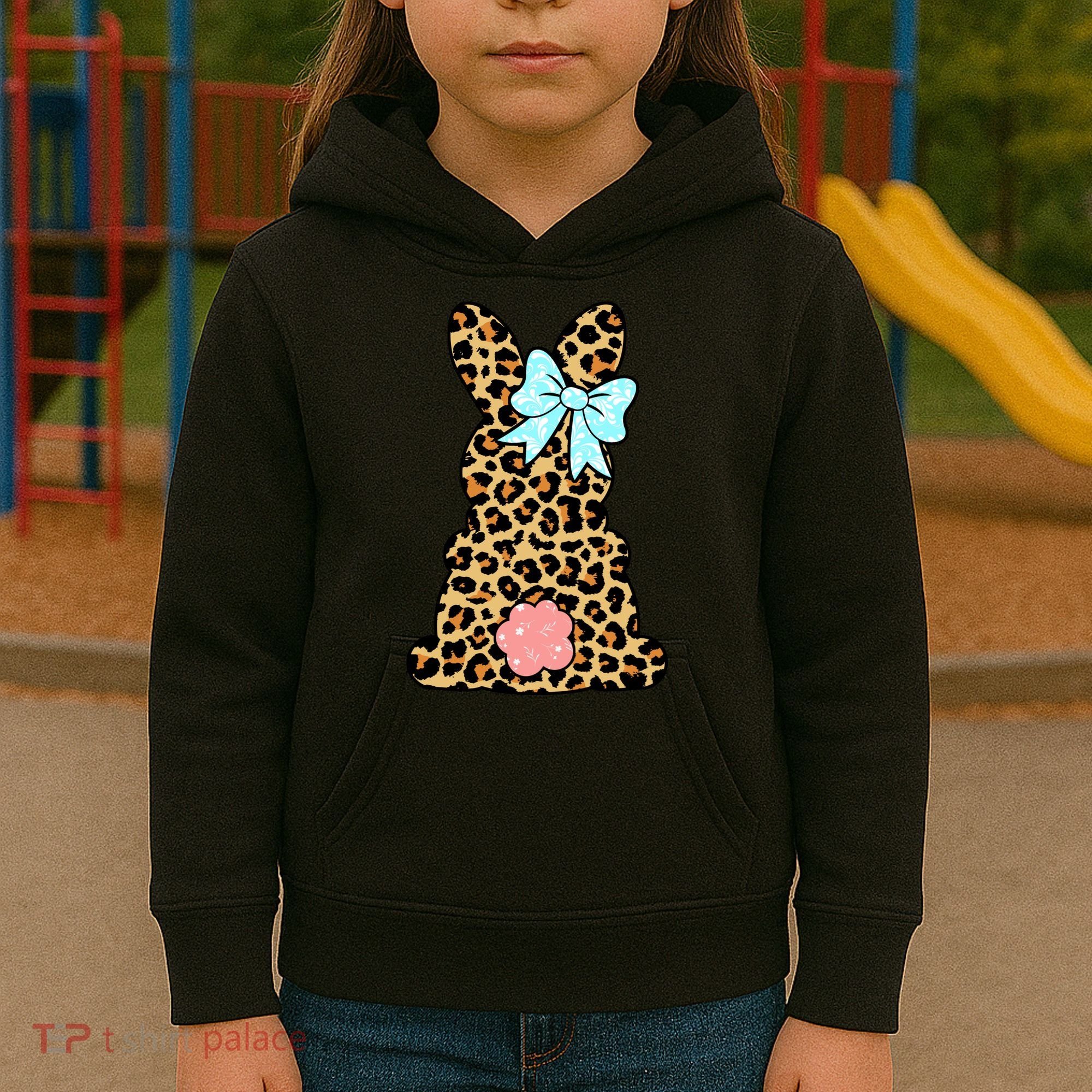 Easter Bunny Leopard Print Kids Hoodie