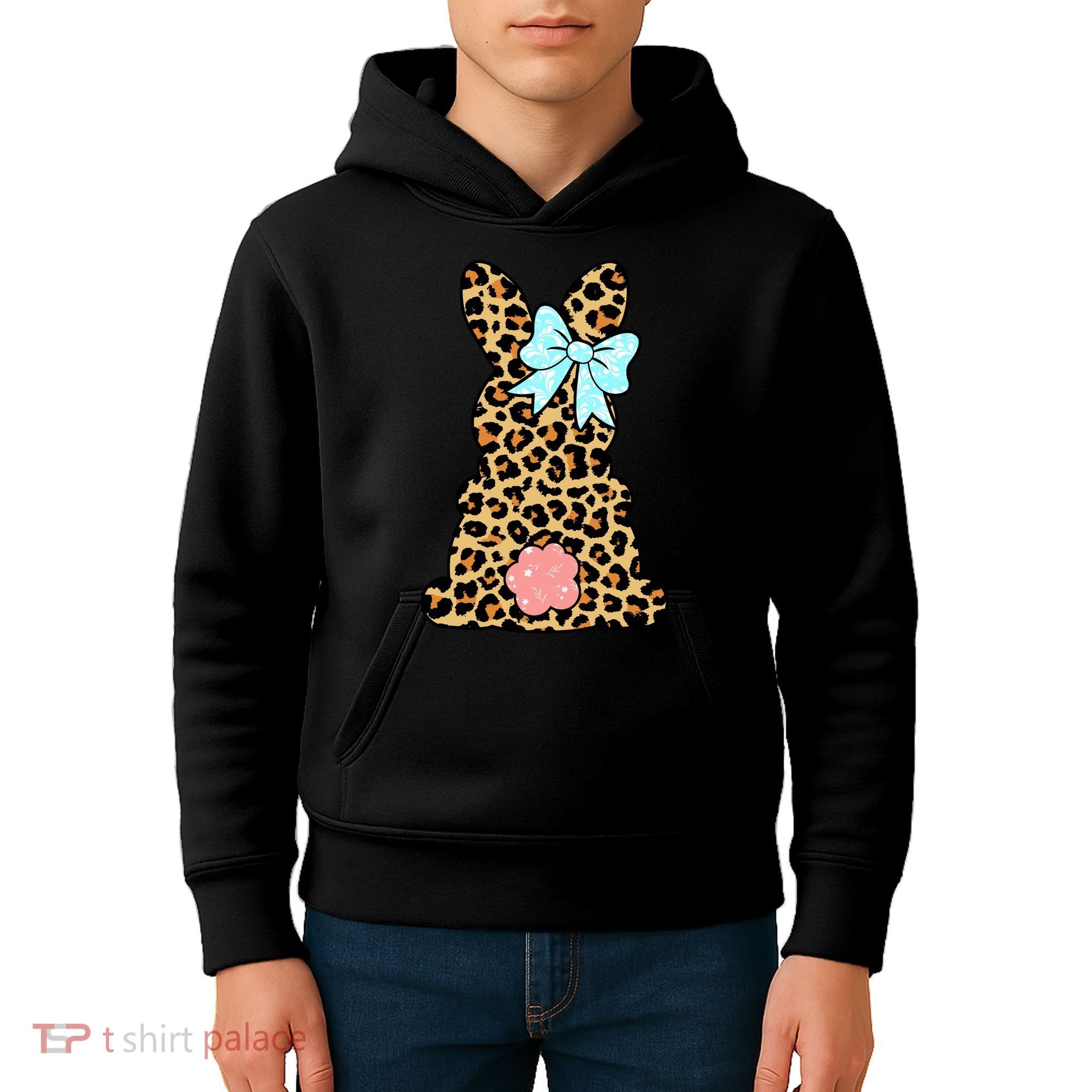 Easter Bunny Leopard Print Kids Hoodie