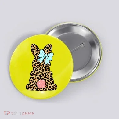 Easter Bunny Leopard Print Button