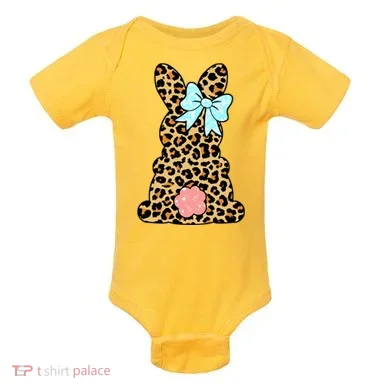 Easter Bunny Leopard Print Baby Bodysuit