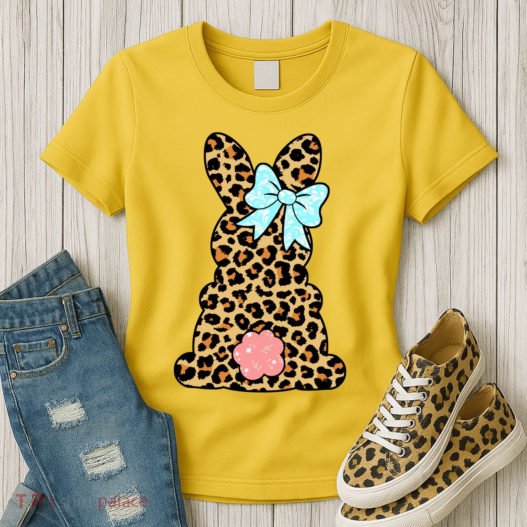 Easter Bunny Leopard Print Women's T-Shirt