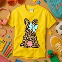 Easter Bunny Leopard Print Kids T-Shirt thumb 3