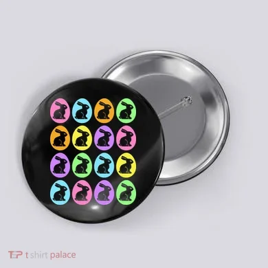 Easter Bunny Rabbit Eggs Button