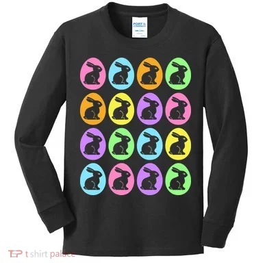 Easter Bunny Rabbit Eggs Kids Long Sleeve Shirt