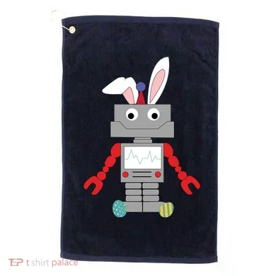 Easter Bunny Robot Golf Towel