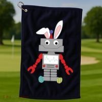 Easter Bunny Robot Golf Towel thumb 1