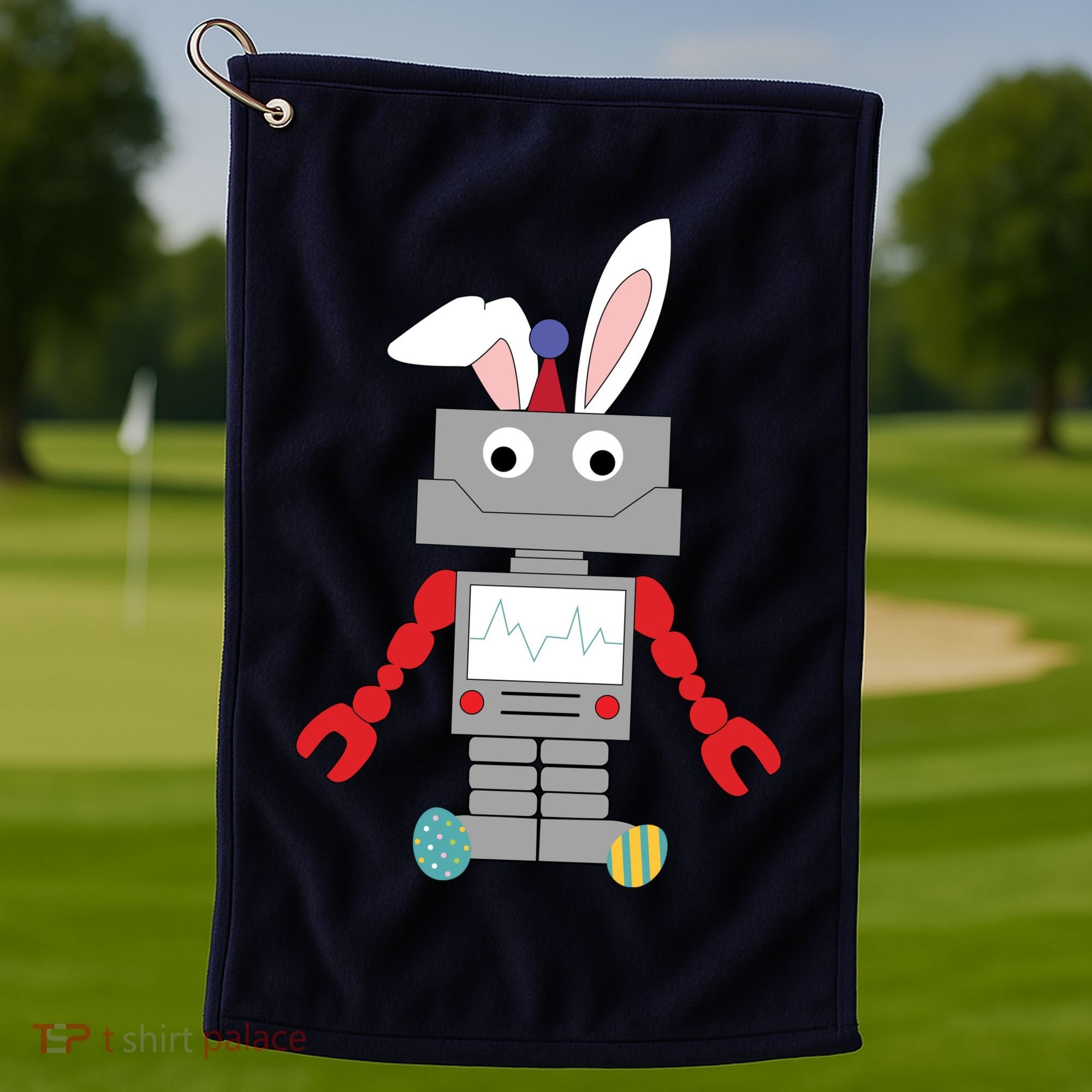 Easter Bunny Robot Golf Towel