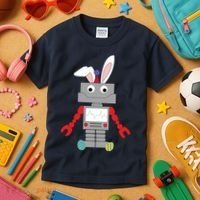 Easter Bunny Robot Kids T-Shirt thumb 3