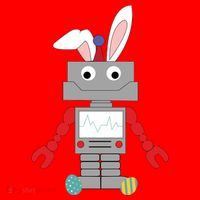 Easter Bunny Robot Santa Hat thumb 1