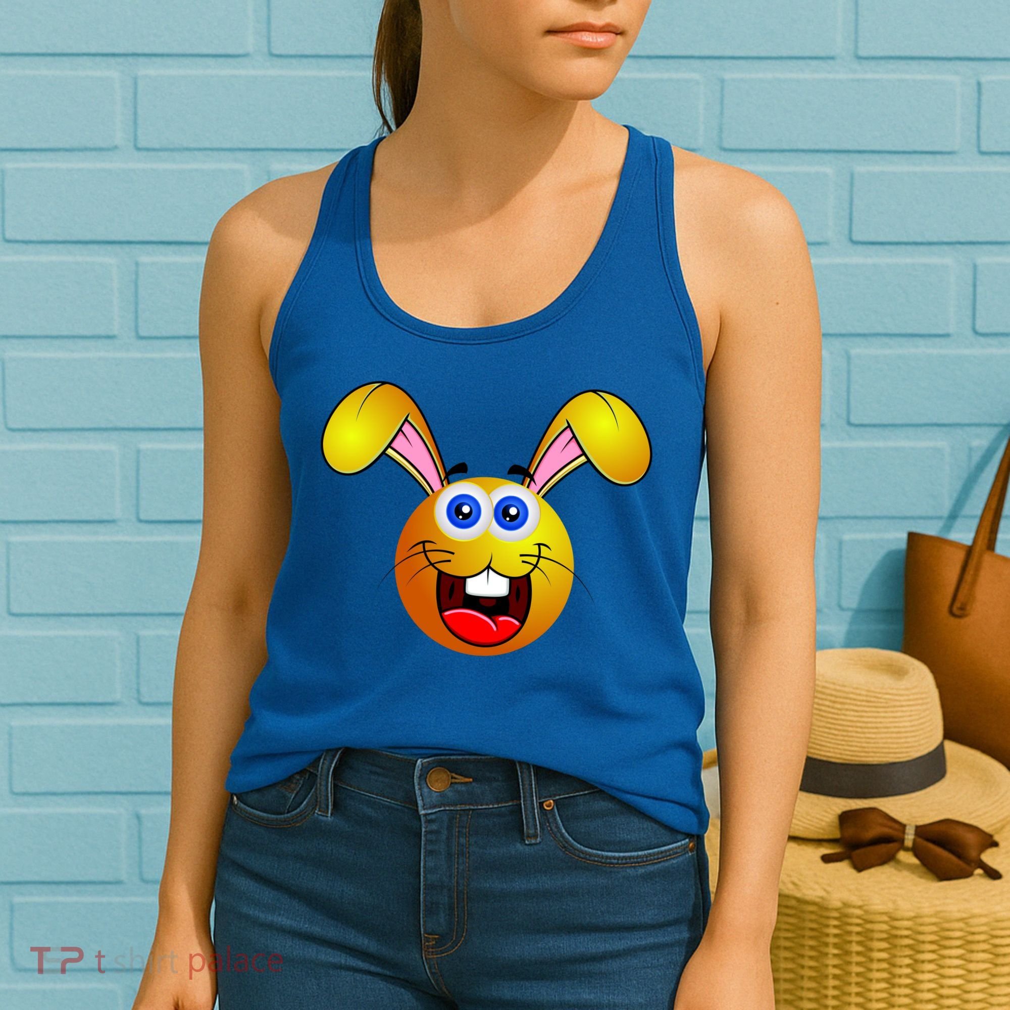 Easter Bunny Simley Emoji Women's Tank Top