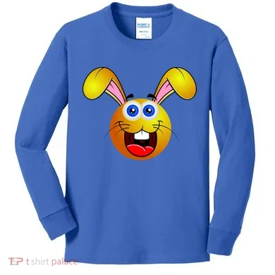 Easter Bunny Simley Emoji Kids Long Sleeve Shirt