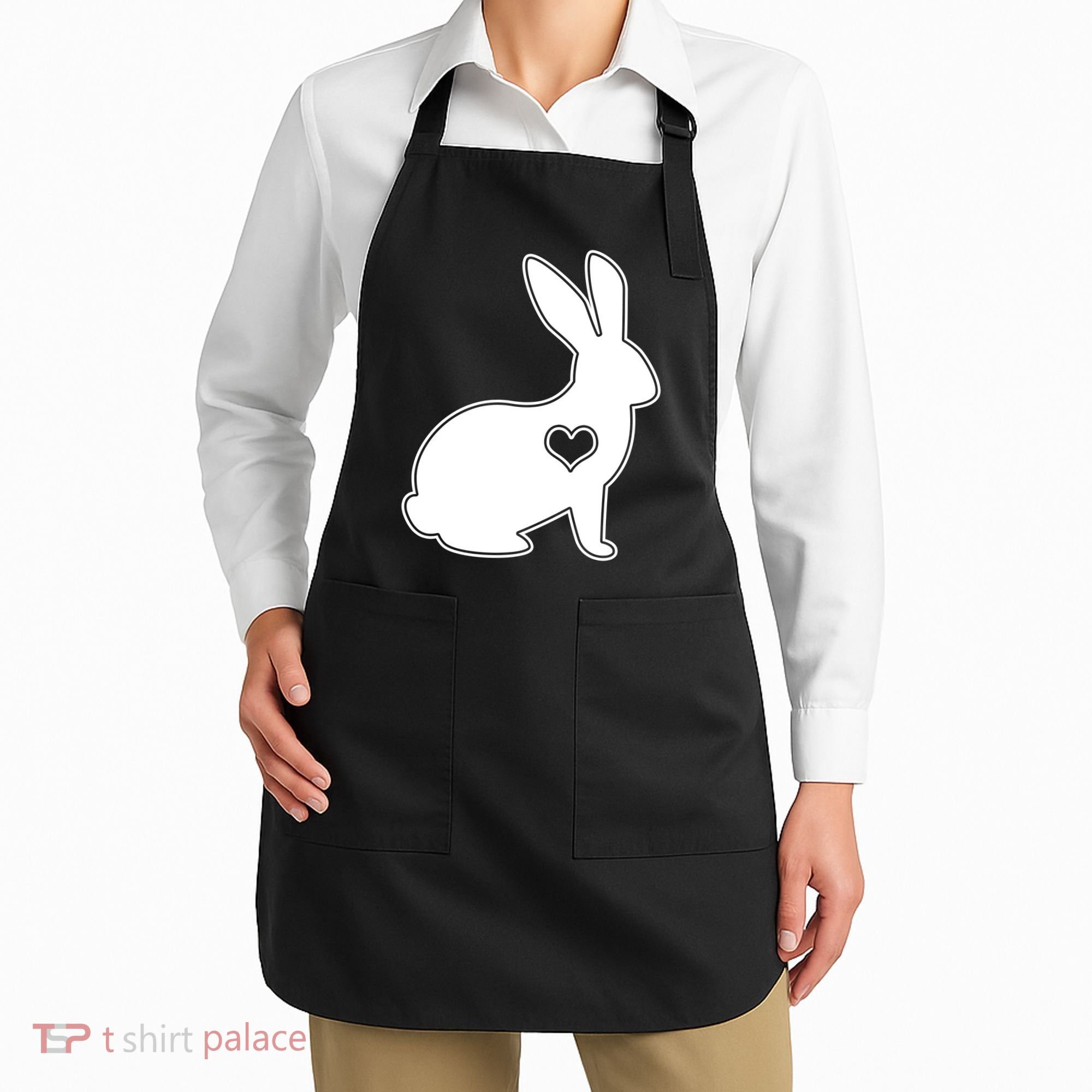 Easter Bunny Simple Love Heart Apron