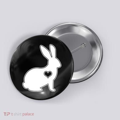 Easter Bunny Simple Love Heart Button